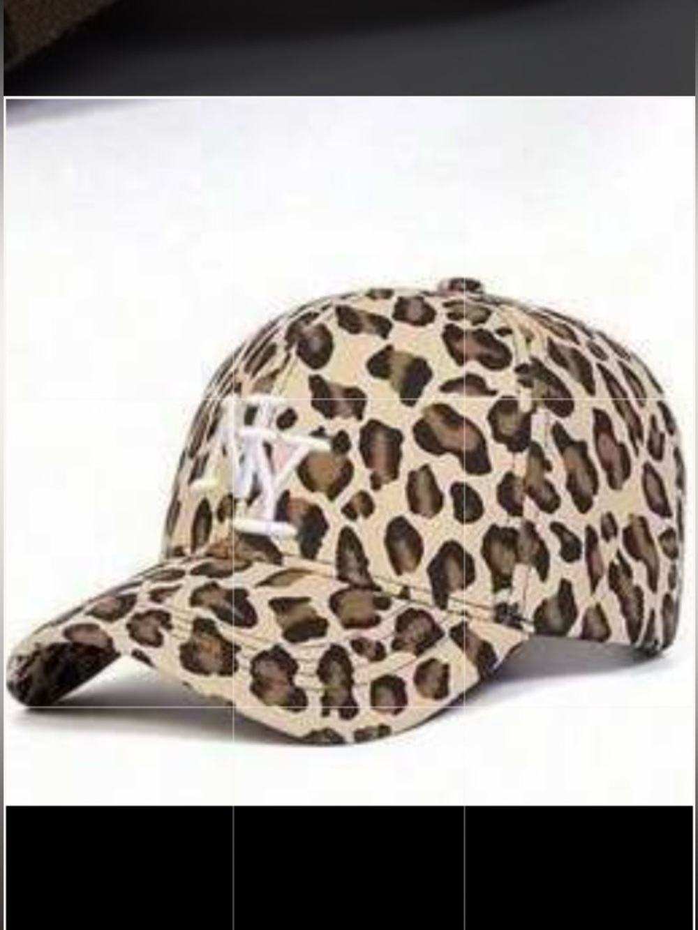 Leopard Print Baseball Cap with White NY Monogram
